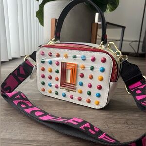 NWT Karl Lagerfeld White Multicolor Studded Crossbody Bag